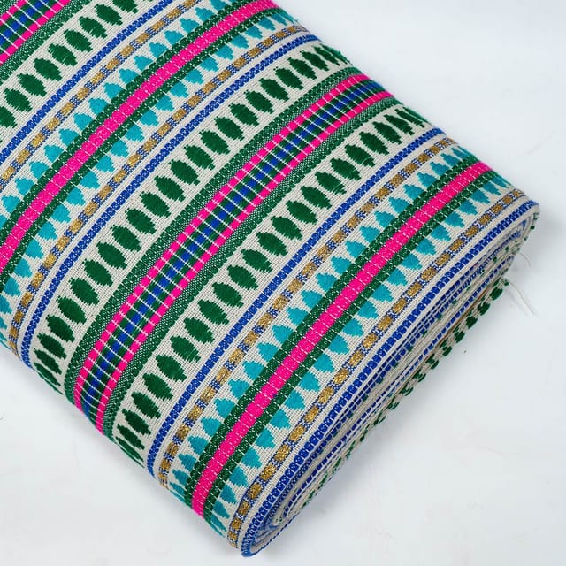 Green Colour Cotton Acralic Jacquard Fabric