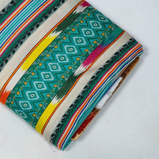 Green Colour Cotton Jacquard Fabric
