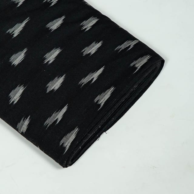 Black Colour Cotton Ikat Fabric