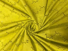 Neon Yellow Floral Hakoba Chikan Cotton Fabric