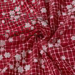 Gajree Colour Mal Chanderi Embroidered Fabric