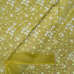 Yellow Colour Mal Chanderi Embroidered Fabric