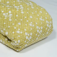 Yellow Colour Mal Chanderi Embroidered Fabric