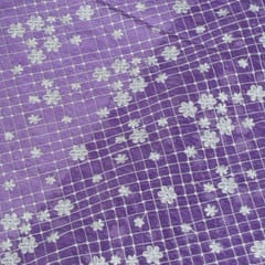 Lavender Colour Mal Chanderi Embroidered Fabric