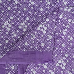 Lavender Colour Mal Chanderi Embroidered Fabric