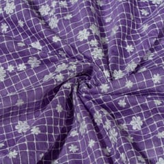 Lavender Colour Mal Chanderi Embroidered Fabric