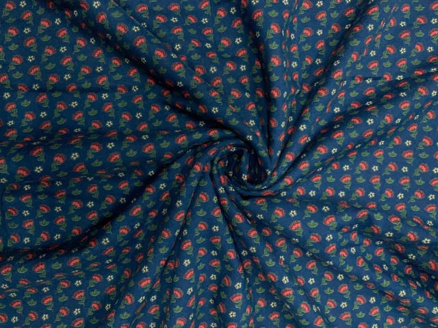 Navy Blue Floral Cotton Lizzybizzy Fabric