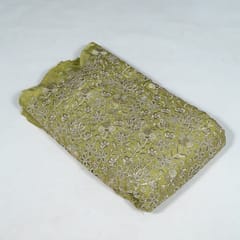 Mehendi Green Colour Tissue Crepe Cutwork Fabric