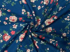 Navy Blue Floral Cotton Lizzybizzy Fabric