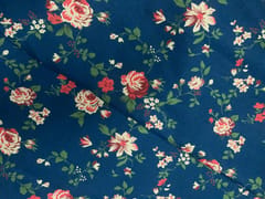 Navy Blue Floral Cotton Lizzybizzy Fabric