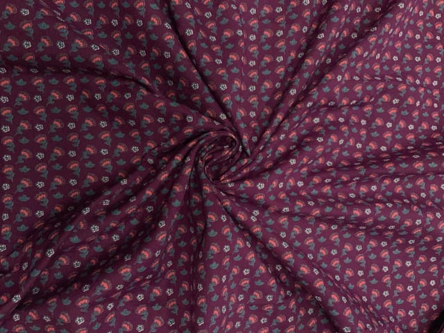 Purple Floral Cotton Lizzybizzy Fabric