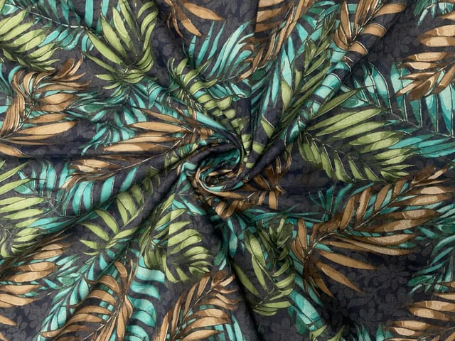 MultiColour Leaves Cotton Brasso Fabric