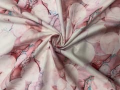 Baby Pink White Abstract Cotton Lizzybizzy Fabric