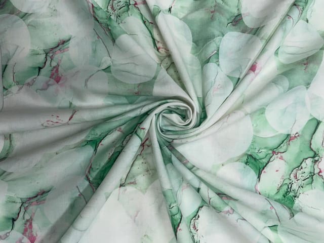 Green Abstract Cotton Lizzybizzy Fabric