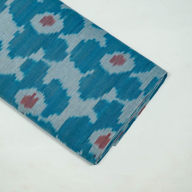 Blue Colour Cotton Ikat Fabric