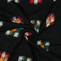 Black Colour Cotton Ikat Fabric