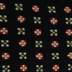 Black Colour Cotton Ikat Fabric