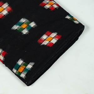 Black Colour Cotton Ikat Fabric