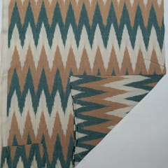 White and Green Colour Cotton Ikat Fabric