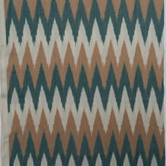 White and Green Colour Cotton Ikat Fabric