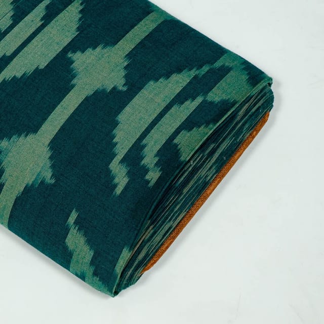 Green Colour Cotton Ikat Fabric