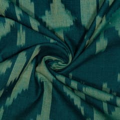 Green Colour Cotton Ikat Fabric
