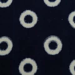Blue and White Colour Cotton Ikat Fabric