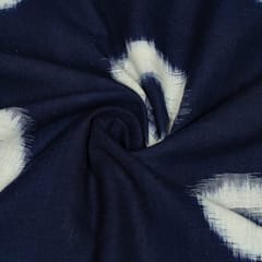 Blue and White Colour Cotton Ikat Fabric