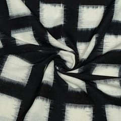 Black and White Colour Cotton Ikat Fabric