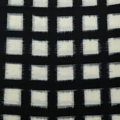 Black and White Colour Cotton Ikat Fabric