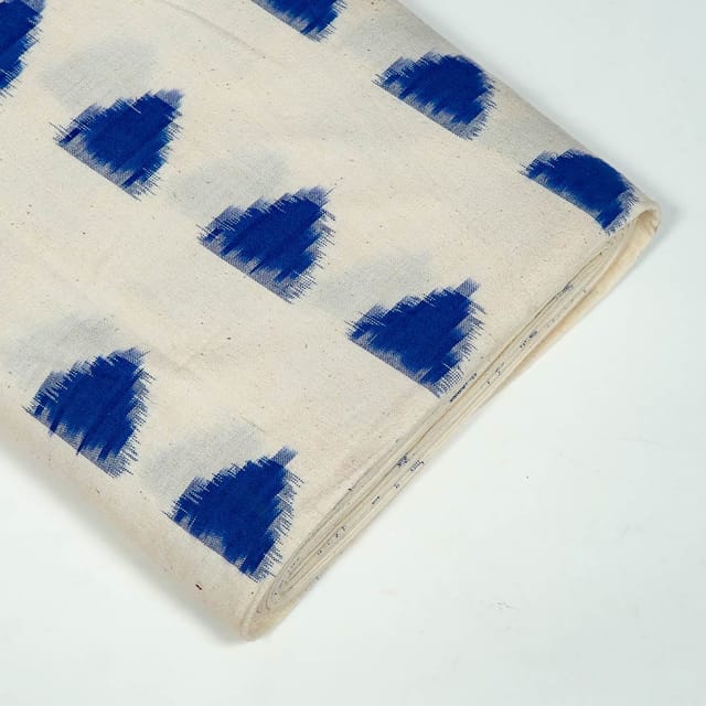 Blue Colour Cotton Ikat Fabric