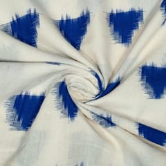 Blue Colour Cotton Ikat Fabric