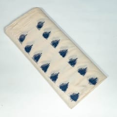 Cream and Blue Colour Cotton Ikat Fabric