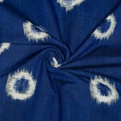 Blue Colour Cotton Ikat Fabric