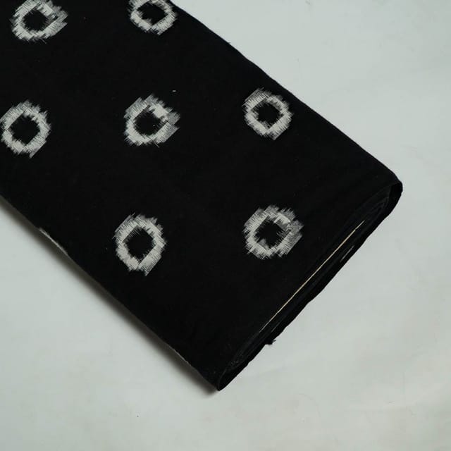 Black Colour Cotton Ikat Fabric