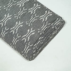 Grey Colour Cotton Ikat Fabric