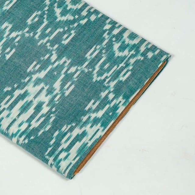 Green Colour Cotton Ikat Fabric