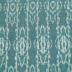 Green Colour Cotton Ikat Fabric