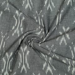 Grey Colour Cotton Ikat Fabric