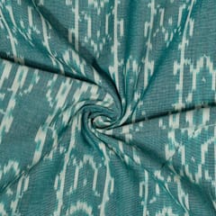 Green Colour Cotton Ikat Fabric