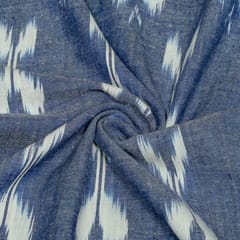 Blue Colour Cotton Ikat Fabric