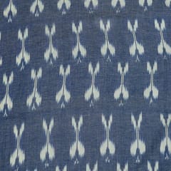 Blue Colour Cotton Ikat Fabric