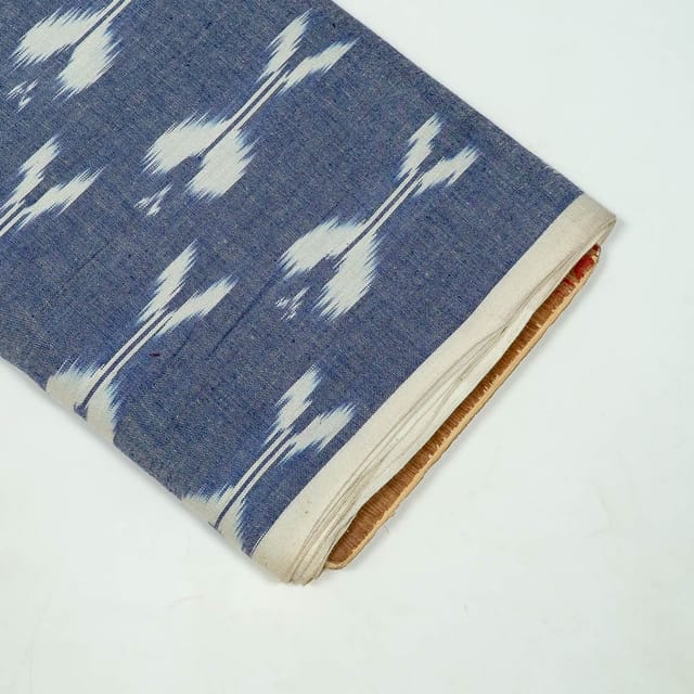 Blue Colour Cotton Ikat Fabric