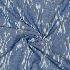 Powder Blue Colour Cotton Ikat Fabric
