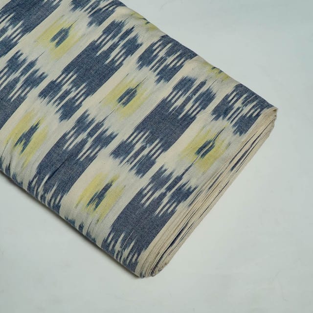 Blue Colour Cotton Ikat Fabric