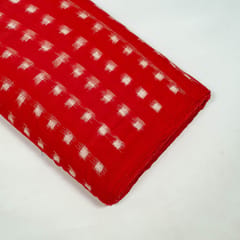 Red Colour Cotton Ikat Fabric