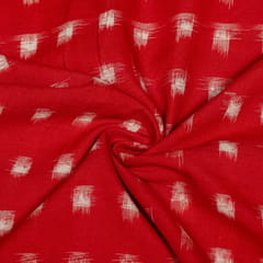 Red Colour Cotton Ikat Fabric