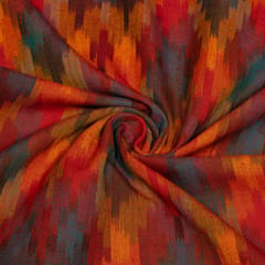 Multi Colour Cotton Ikat Fabric