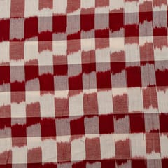 Maroon Colour Cotton Ikat Fabric
