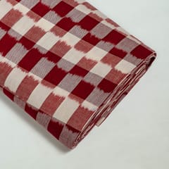 Maroon Colour Cotton Ikat Fabric